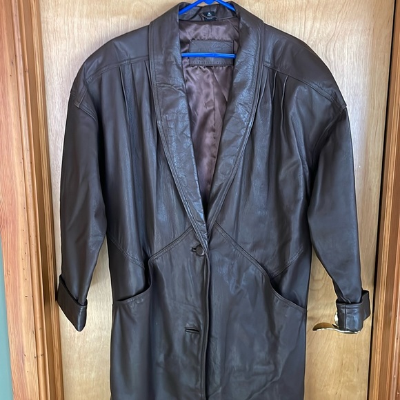 Jacqueline Ferrar Jackets & Blazers - Women’s long brown leather coat.